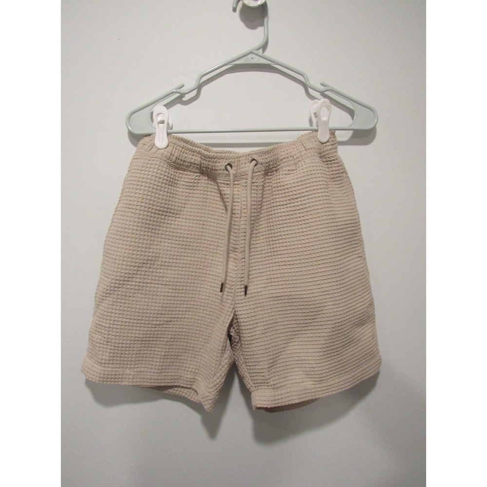 Negative Space Waffle Knit Shorts Mens Small Beige Urban Minimalist Normcore
